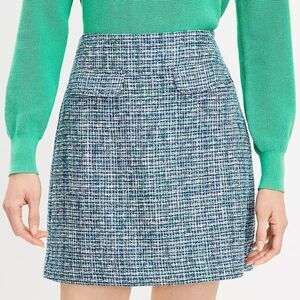 Ann Taylor LOFT Green Tweed Pocket Shirt Skirt 12 Petite